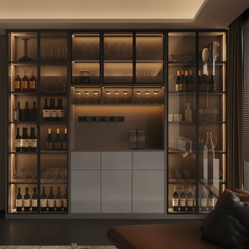 Glass Cabinet Display - Light luxury Italian dining side wine