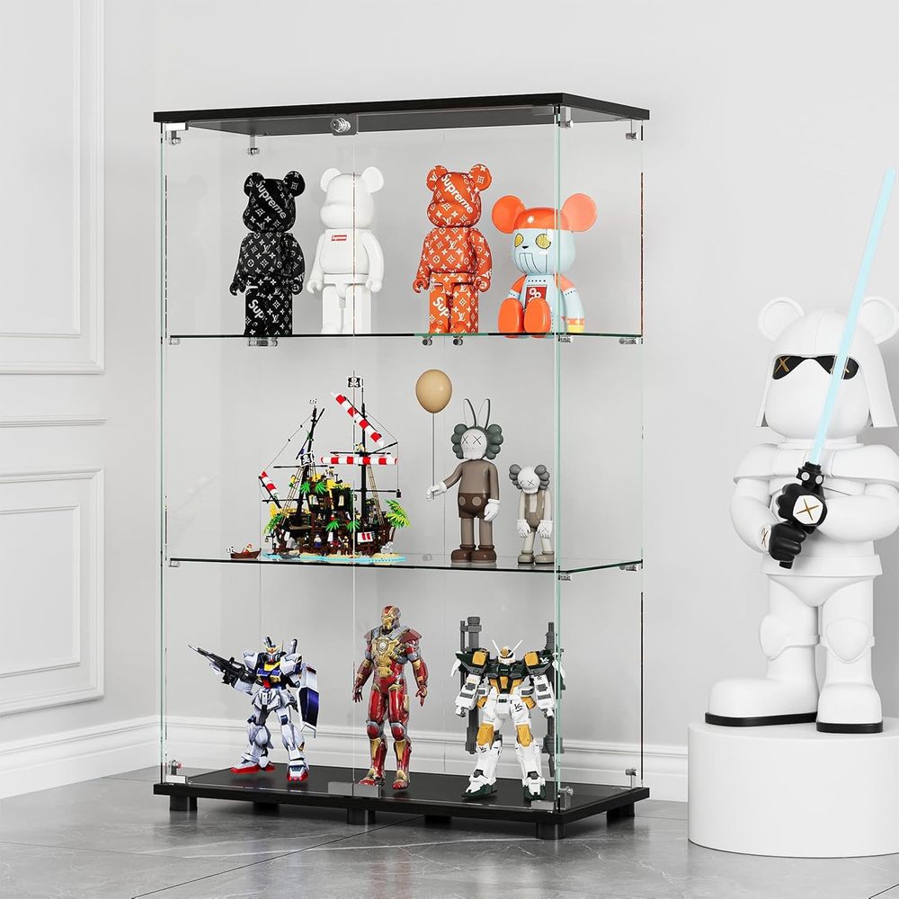 Glass Cabinet Display - Glass Display Cabinet with 3-Shel Double
