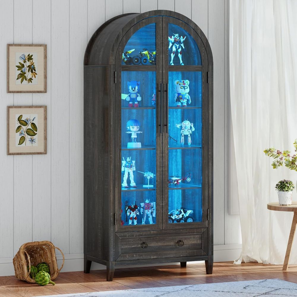 73 Arched Glass Display Cabine - Glass Cabinet Display 评论和价格