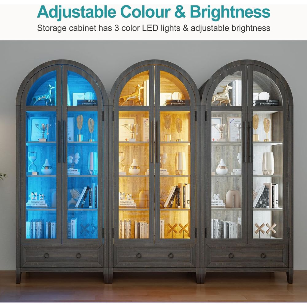 73 Arched Glass Display Cabine - Glass Cabinet Display 评论和价格