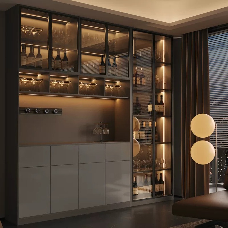 Light luxury Italian dining si - Glass Cabinet Display 评论和价格