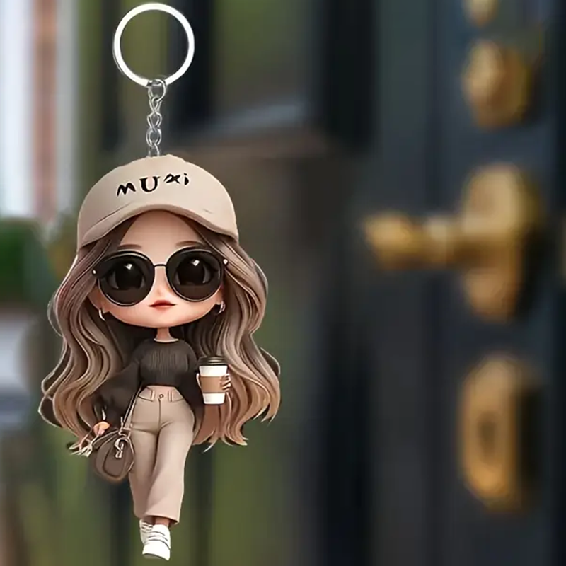 1 Cute Acrylic Girl Keychain,  - Fruit Slot Machine 评论和价格