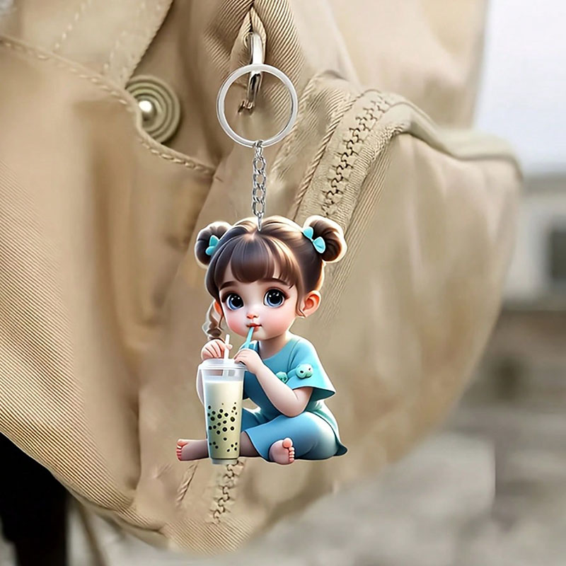 1 Cute Acrylic Girl Keychain,  - Fruit Slot Machine 评论和价格