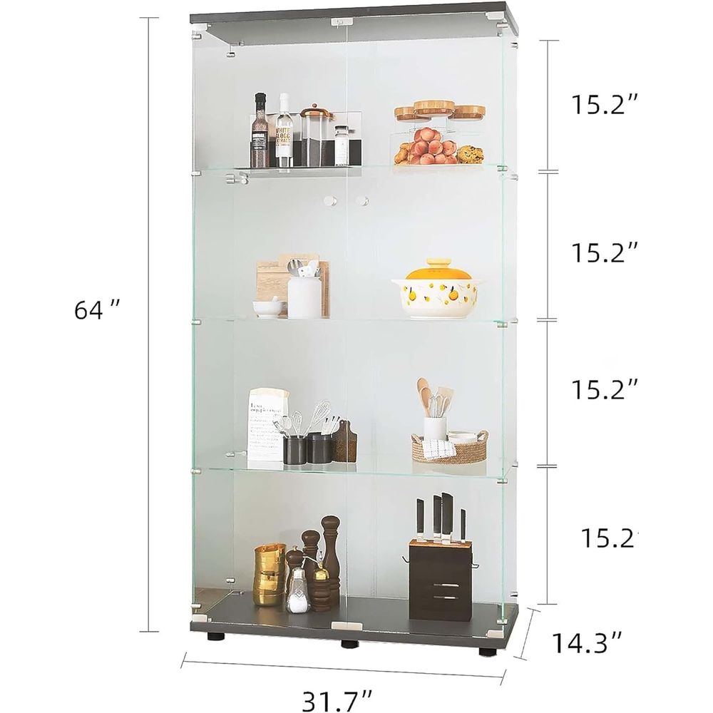 Glass Display Cabinet 4-Shel w - Glass Cabinet Display 评论和价格