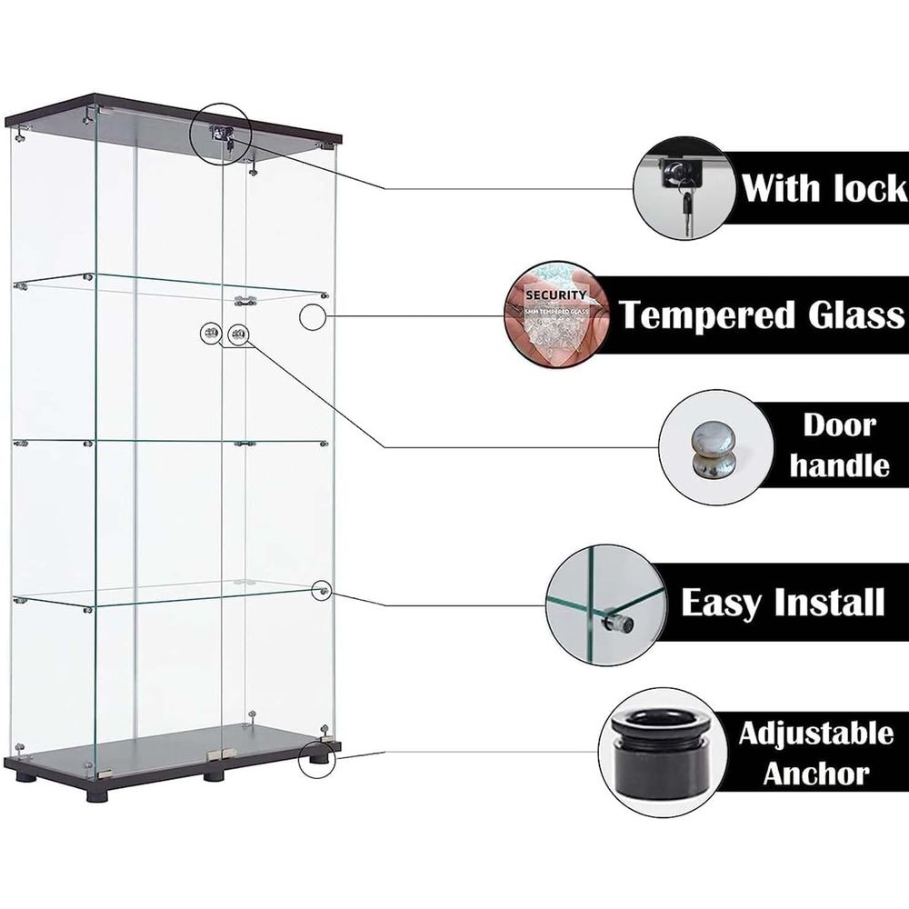 Glass Display Cabinet 4-Shel w - Glass Cabinet Display 评论和价格