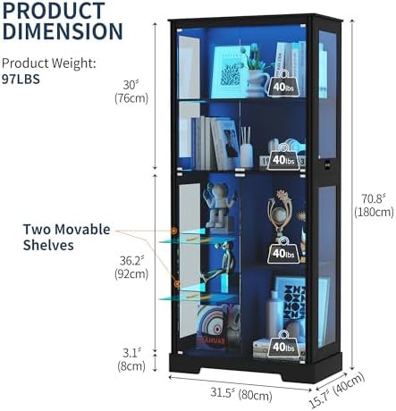 71'' Display Cabinet with 5-Ti - Glass Cabinet Display 评论和价格