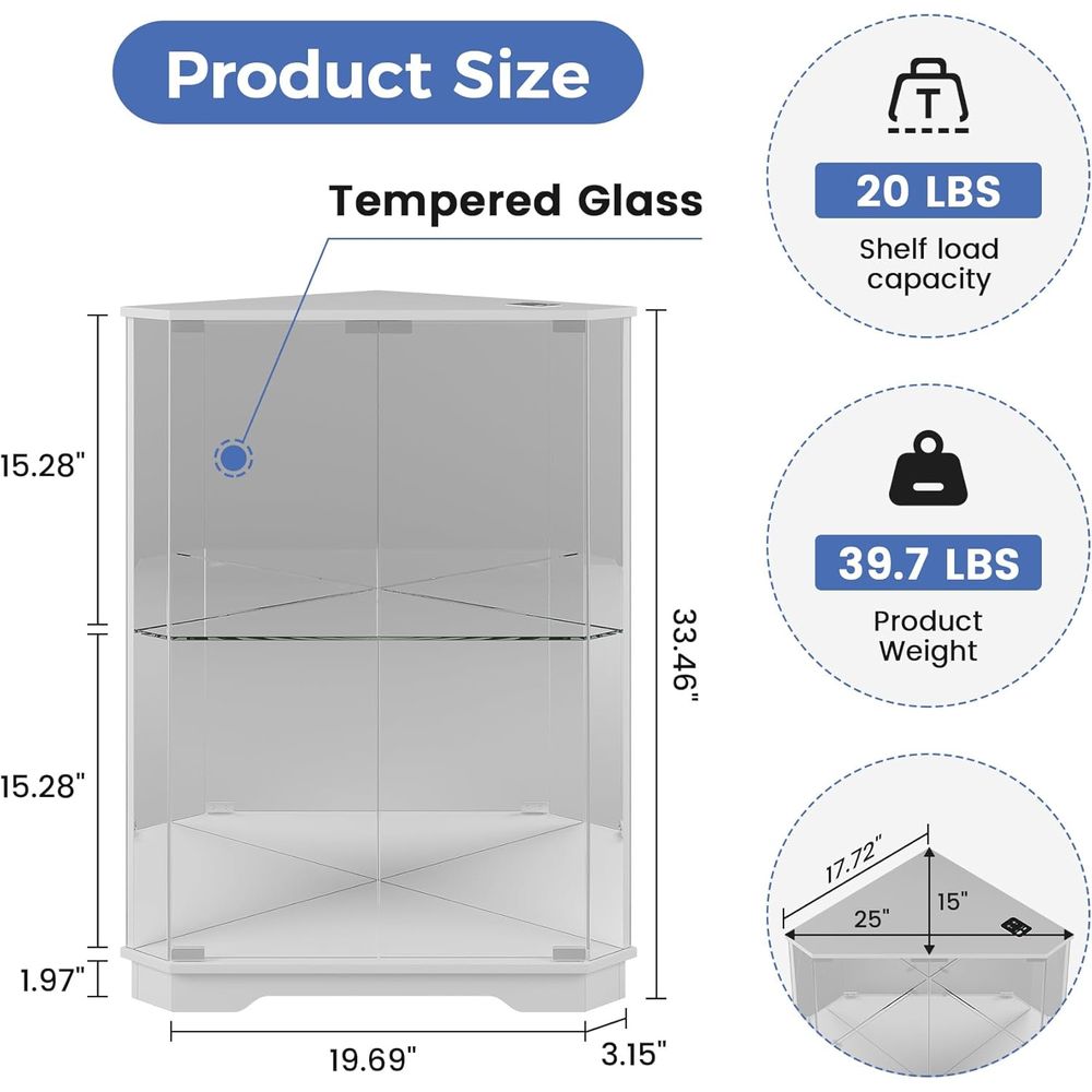 2-Tier Glass Display Cabinet w - Glass Cabinet Display 评论和价格