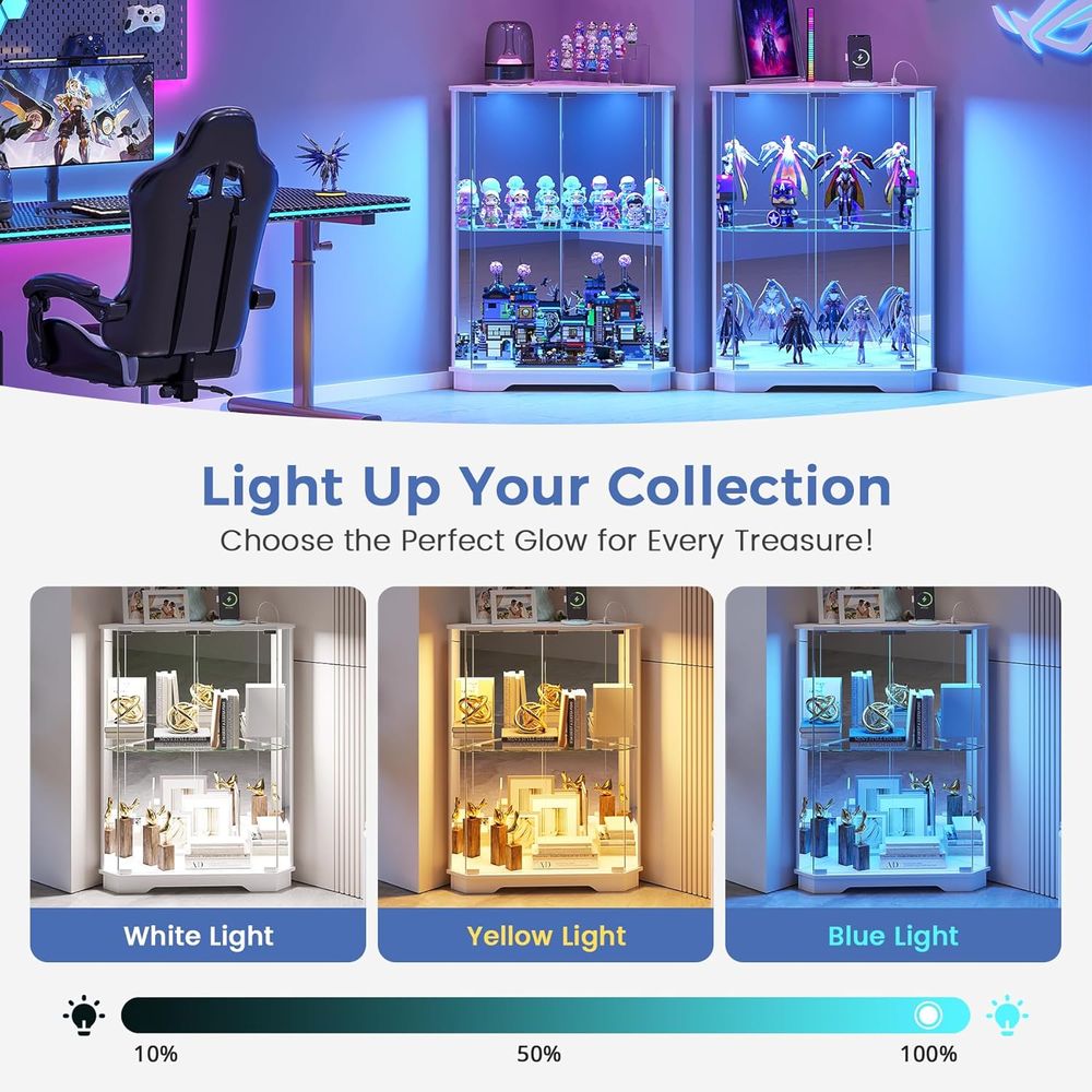 2-Tier Glass Display Cabinet w - Glass Cabinet Display 评论和价格