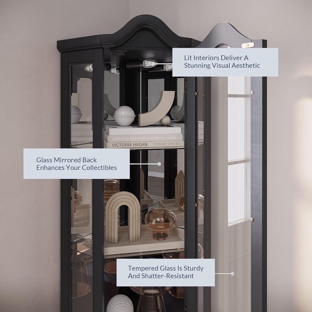 Lighted 3-Side Glass Display C - Glass Cabinet Display 评论和价格