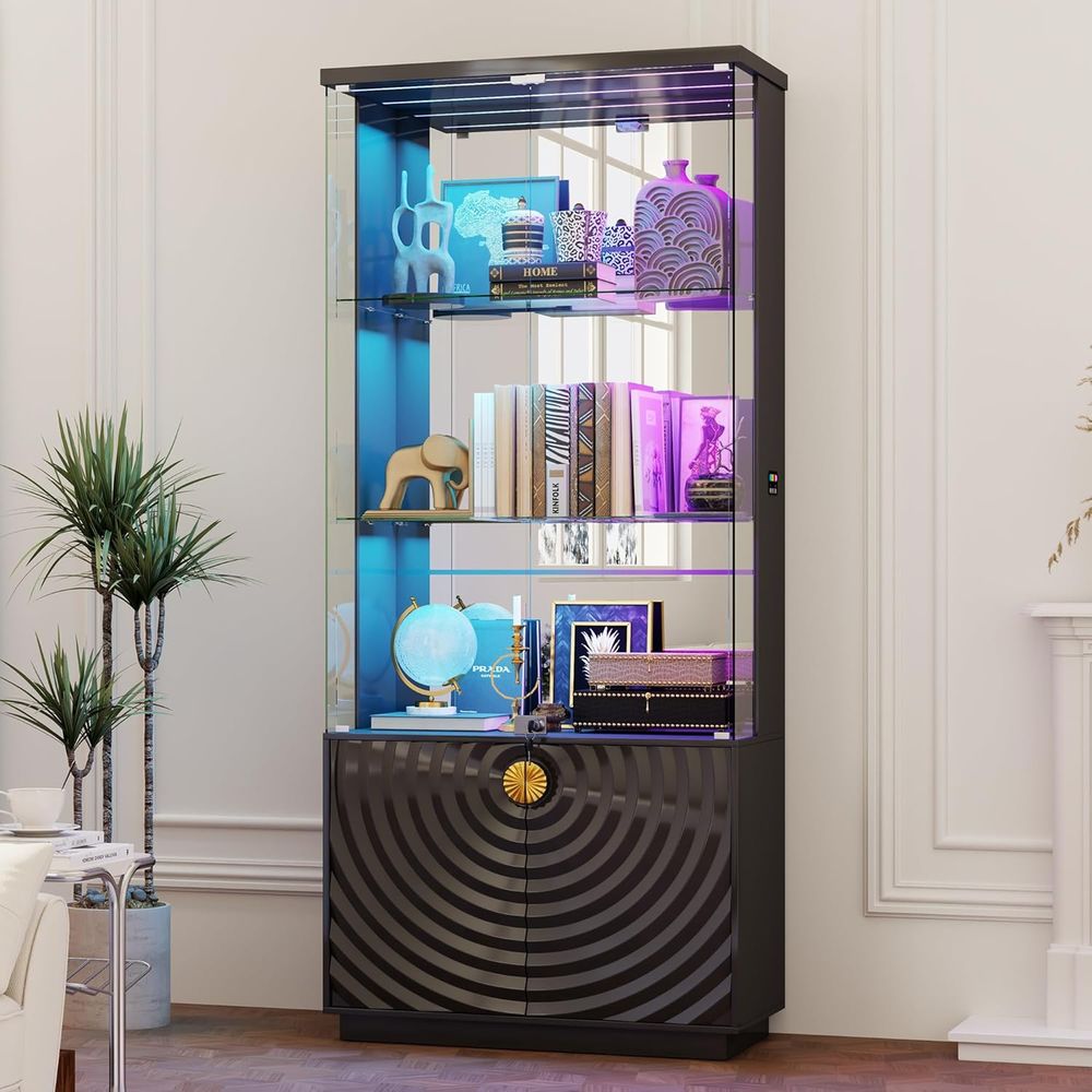 71 Glass Display Cabinet, 4-Ti - Glass Cabinet Display 评论和价格