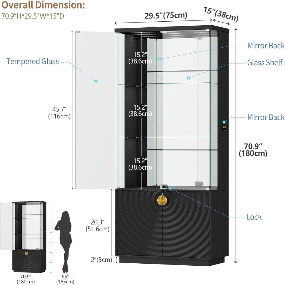 71 Glass Display Cabinet, 4-Ti - Glass Cabinet Display 评论和价格