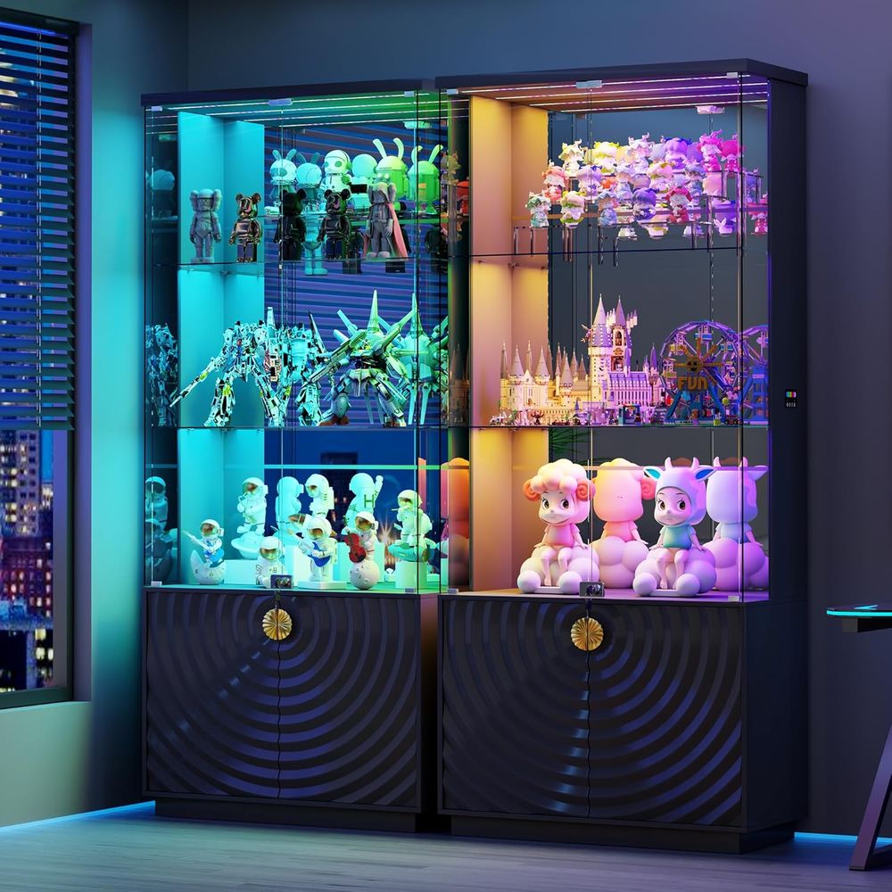 71 Glass Display Cabinet, 4-Ti - Glass Cabinet Display 评论和价格
