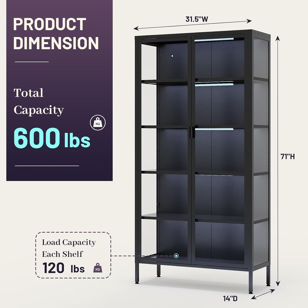 71 High Glass Display Cabinet  - Glass Cabinet Display 评论和价格