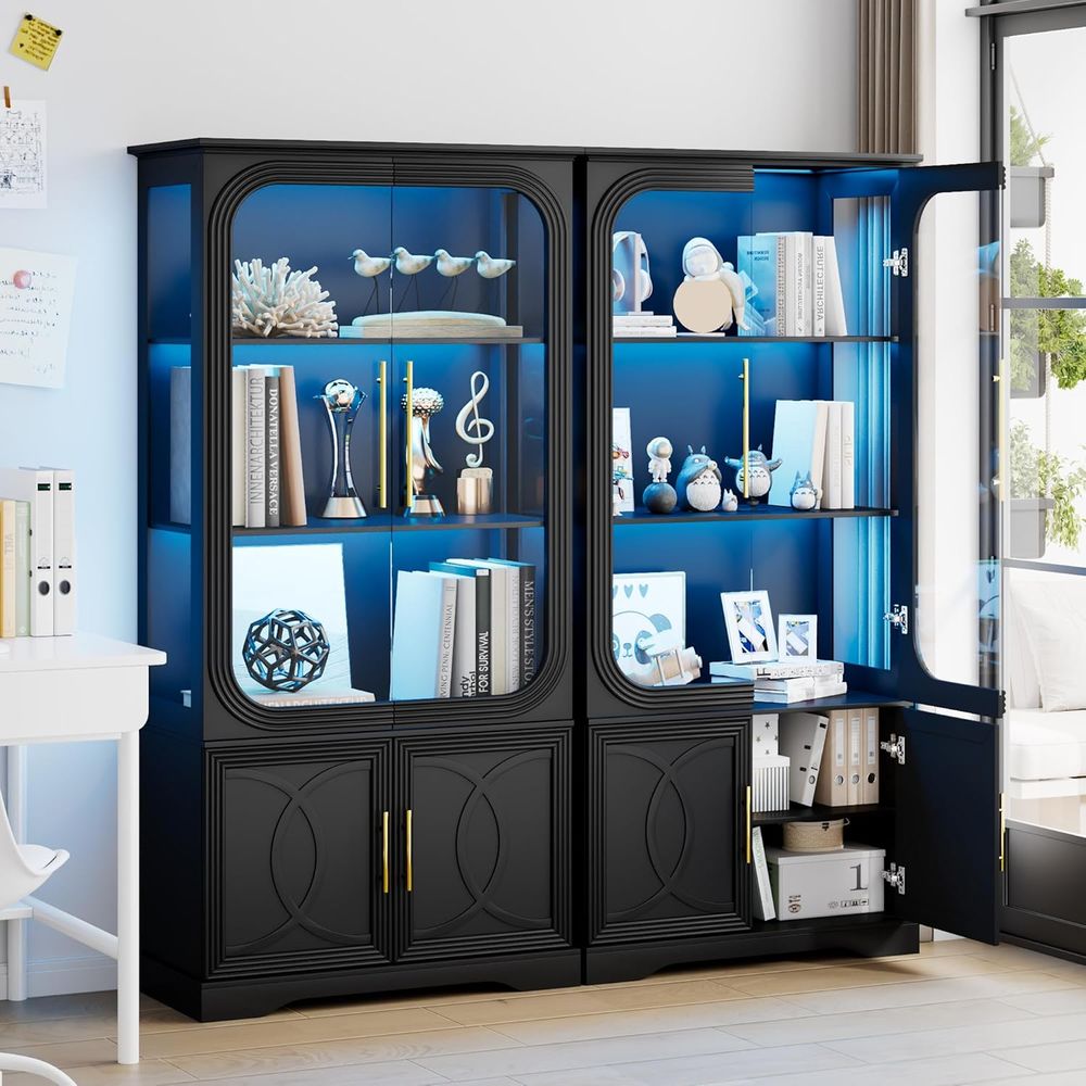 2pc Wood Display Cabinet with  - Glass Cabinet Display 评论和价格