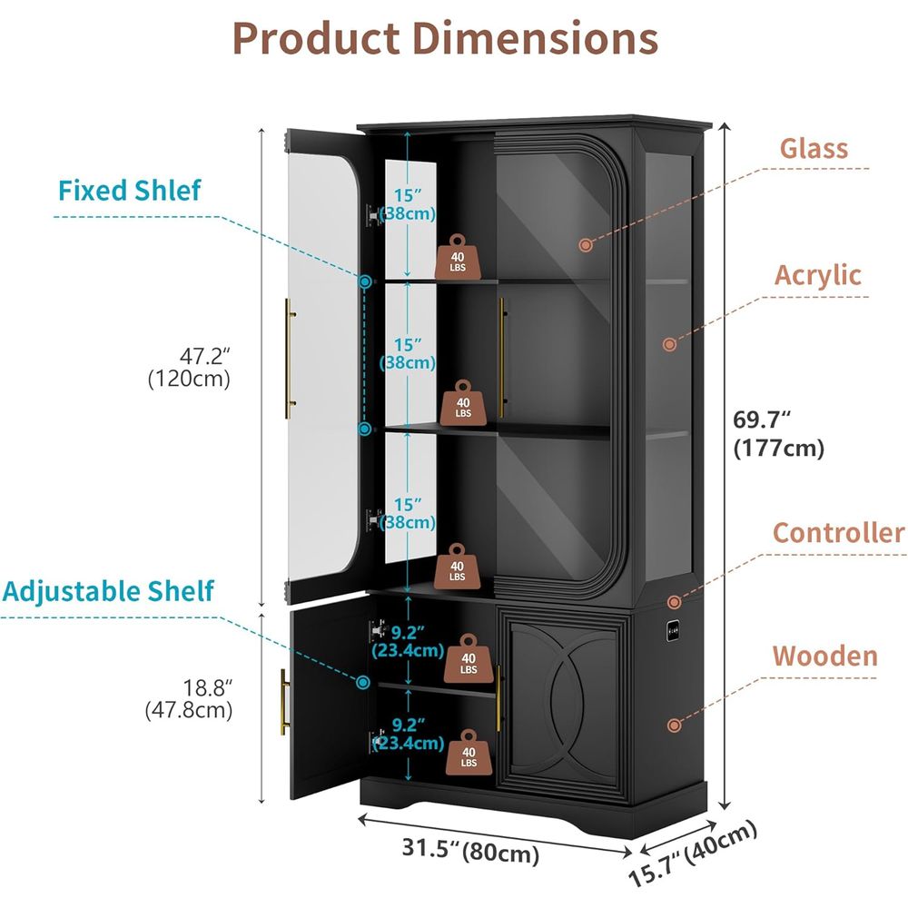 2pc Wood Display Cabinet with  - Glass Cabinet Display 评论和价格