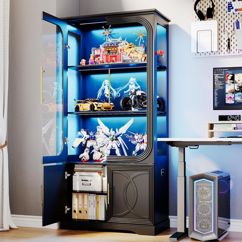 2pc Wood Display Cabinet with  - Glass Cabinet Display 评论和价格