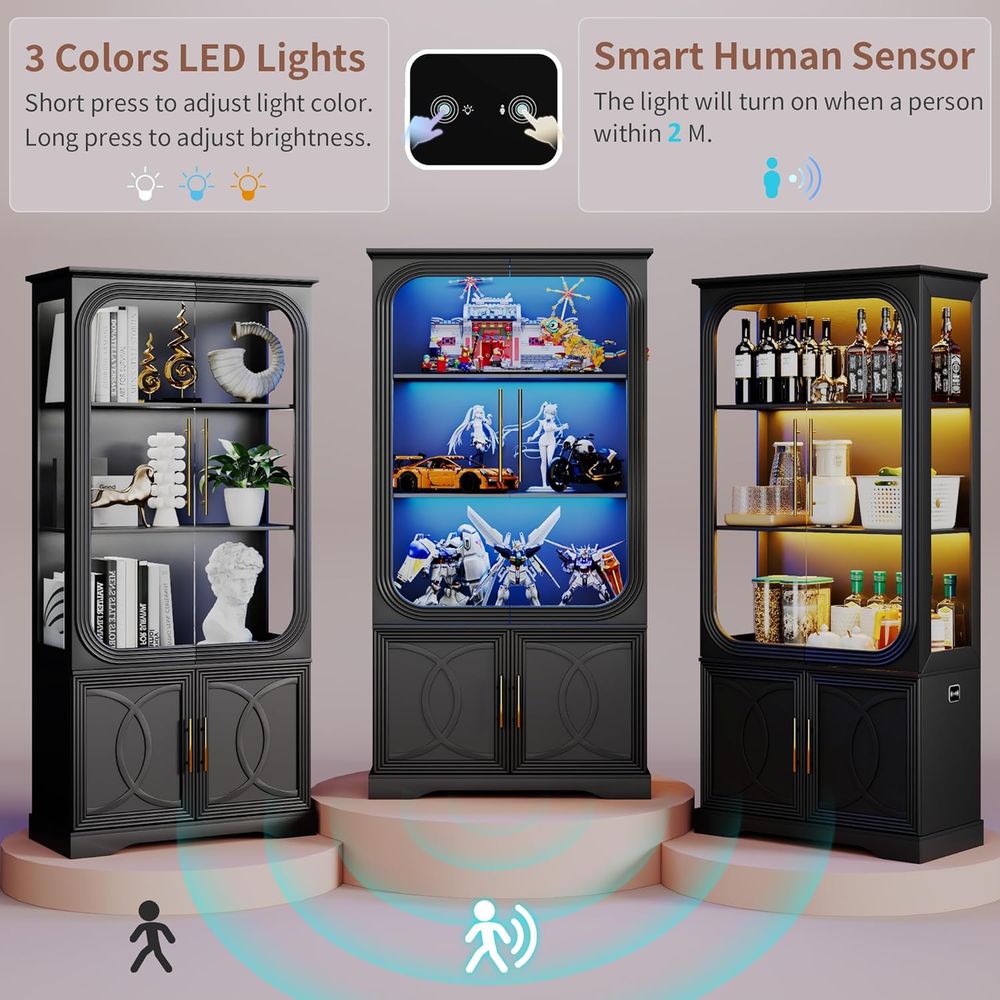2pc Wood Display Cabinet with  - Glass Cabinet Display 评论和价格