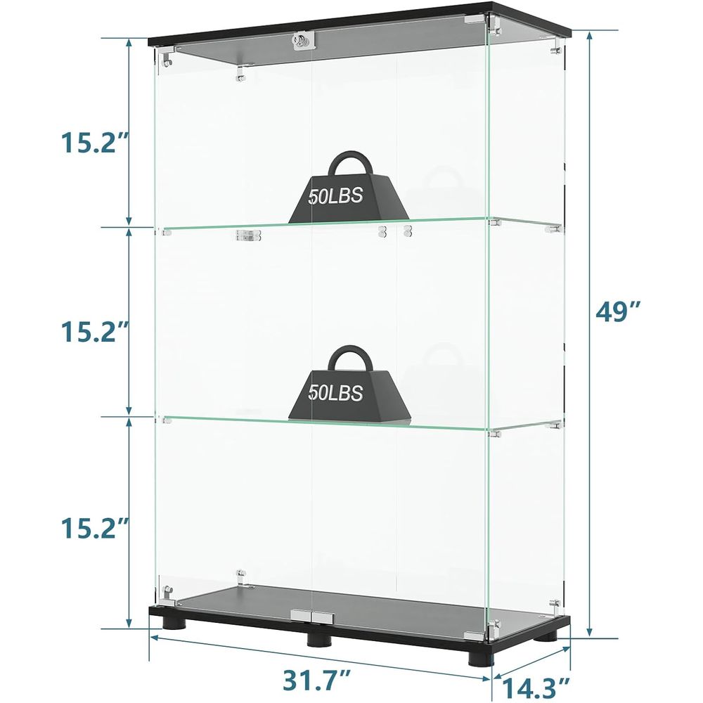 Glass Display Cabinet with 3-S - Glass Cabinet Display 评论和价格