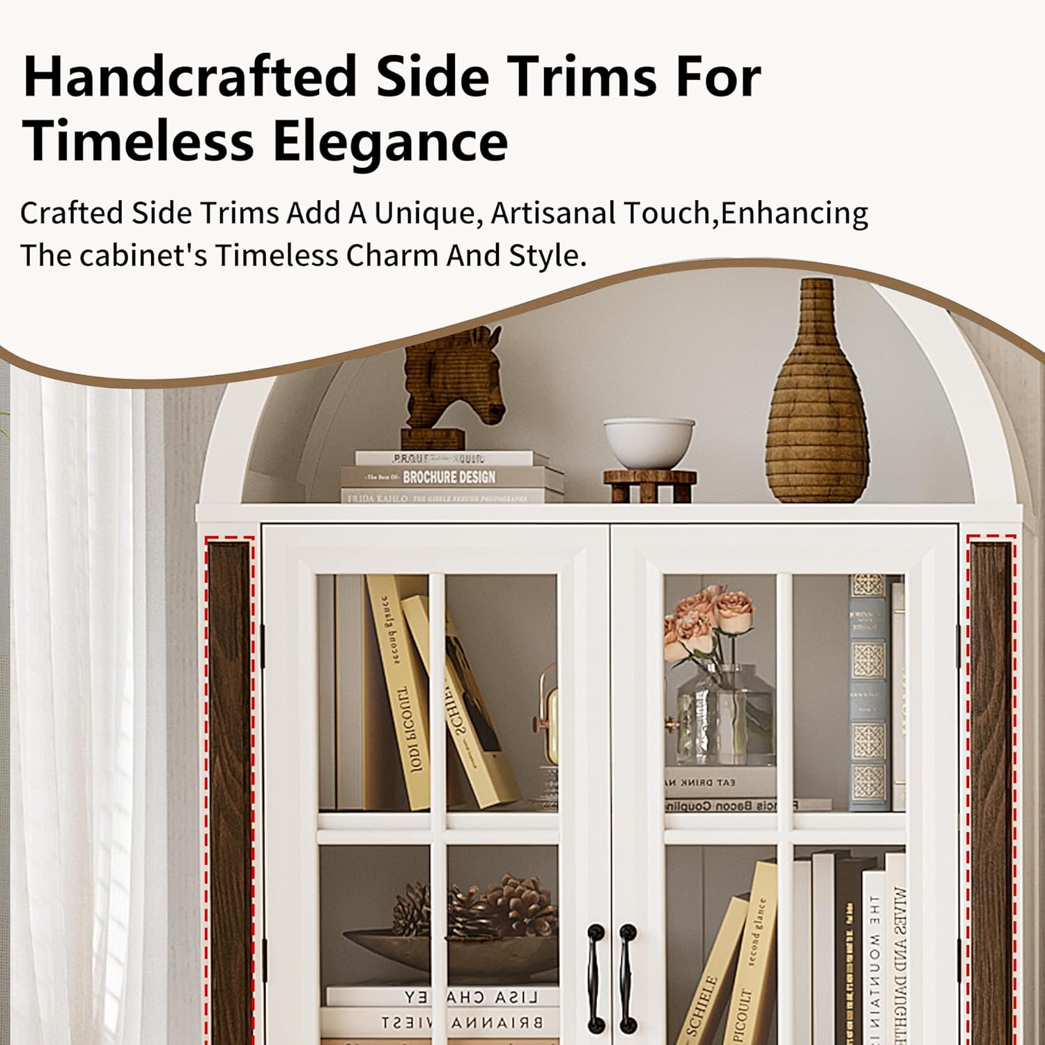 71” Handcrafted Arched Bookcas - Glass Cabinet Display 评论和价格