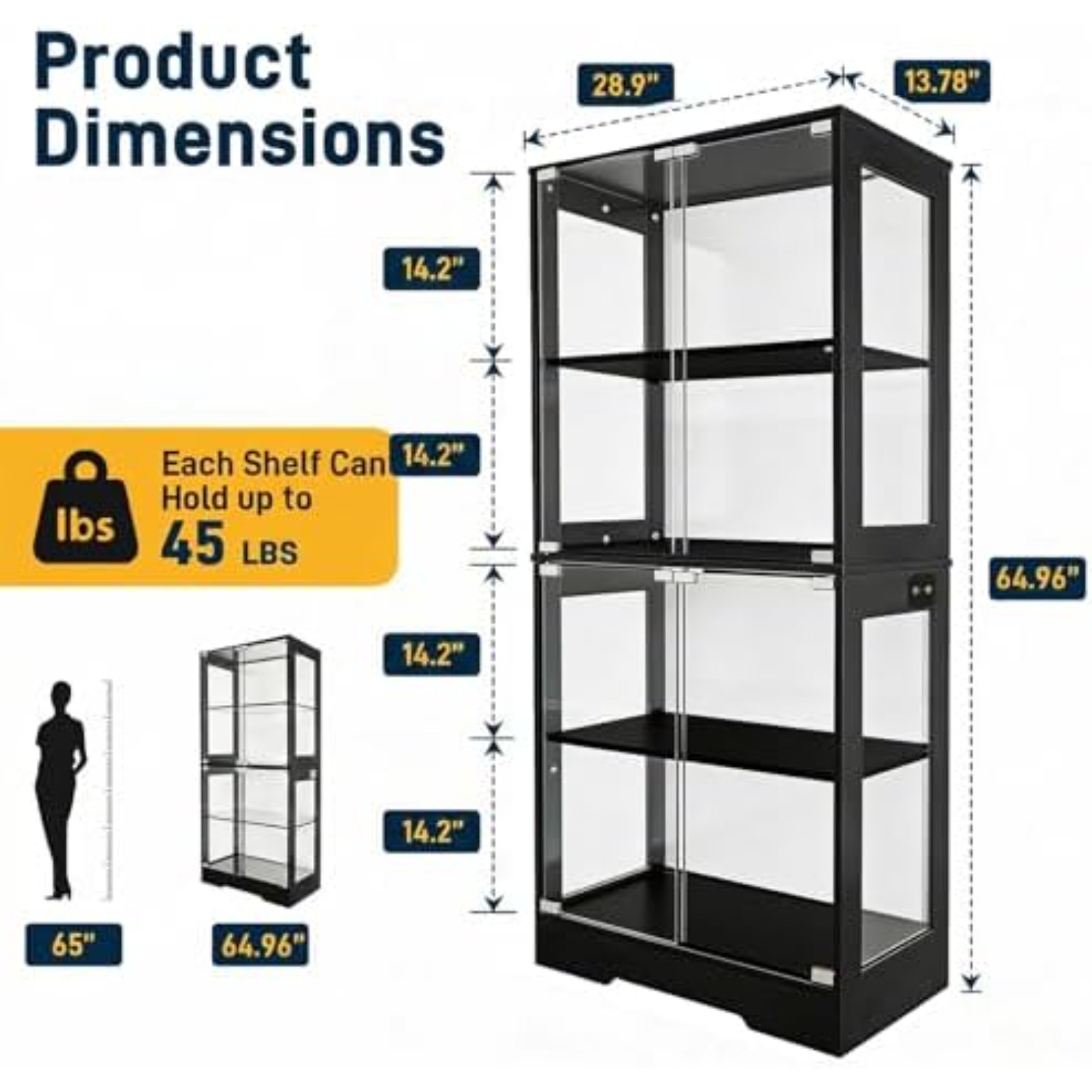4-Tier Glass Display Cabinet w - Glass Cabinet Display 评论和价格