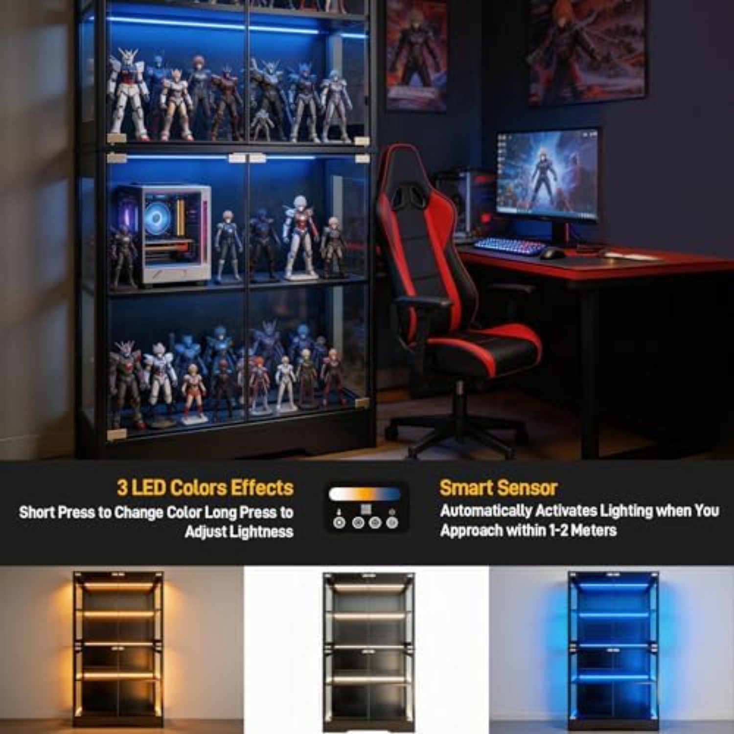 4-Tier Glass Display Cabinet w - Glass Cabinet Display 评论和价格