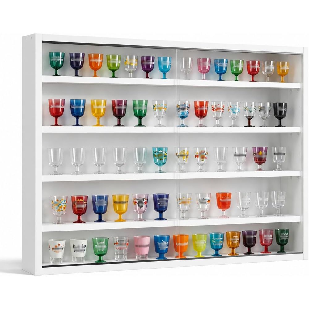 5-Tier Wall-Mounted Shot Glass - Glass Cabinet Display 评论和价格