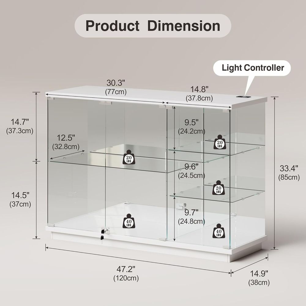 White High Gloss Glass Display - Glass Cabinet Display 评论和价格